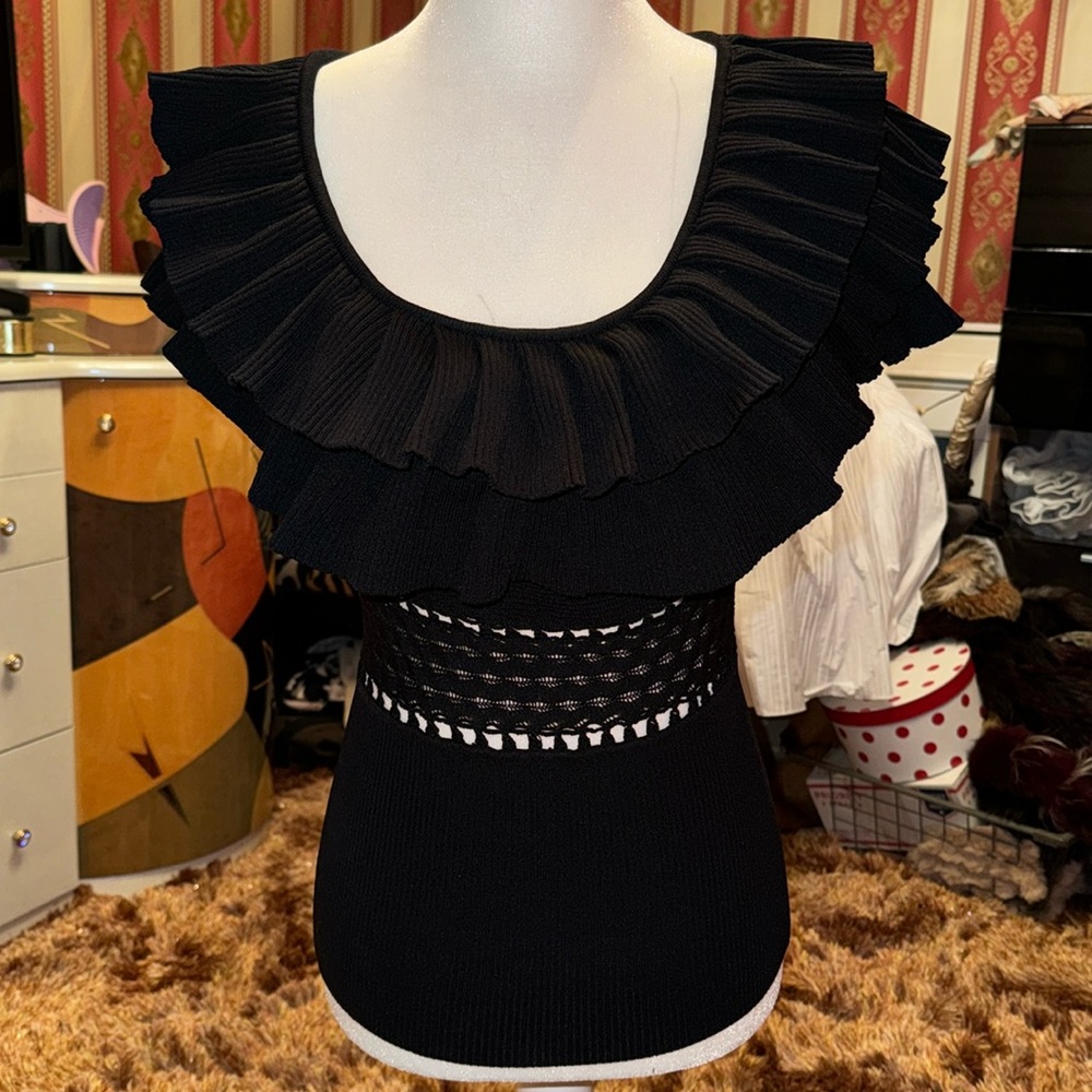 Catherine Malandrino knit ruffled top S